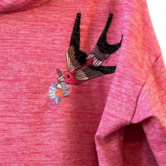 Poof New York Women's Pink Embroidered Floral Hoodie Size M Casual - Picture 3 of 9